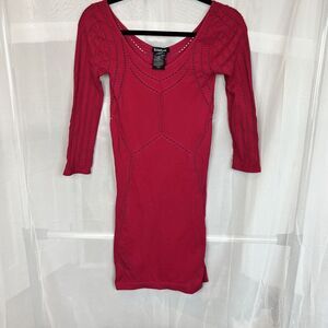 vintage y2k Bebe hot pink bodycon mini dress spandex cutouts party clubwear sz M